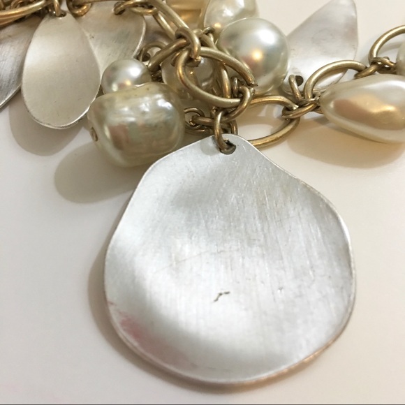 Two Strand Pearl & Pearlized Gold Chain Necklace - Picture 6 of 8